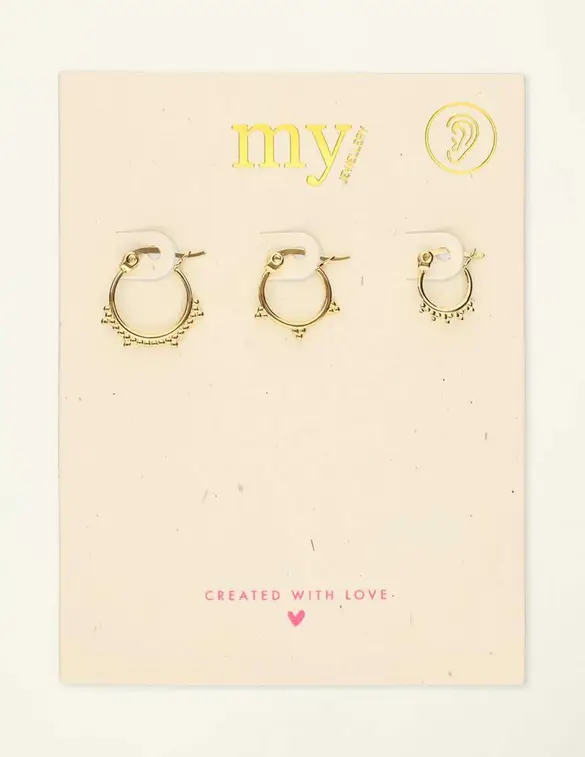 My Jewellery Earring set 3 bali hoops MJ08589