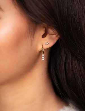 My Jewellery Earring small hoop 3 strass stones MJ09499