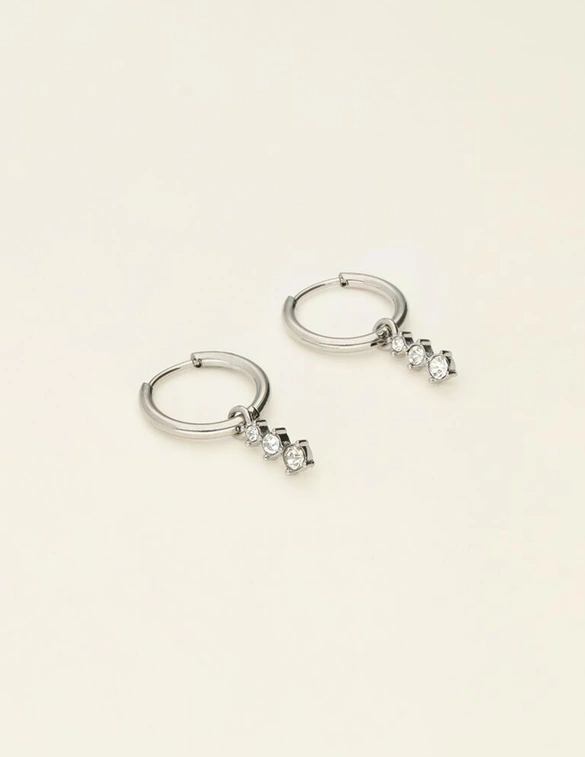 My Jewellery Earring small hoop 3 strass stones MJ09499
