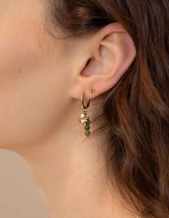 My Jewellery Earring small hoop green beads MJ12732