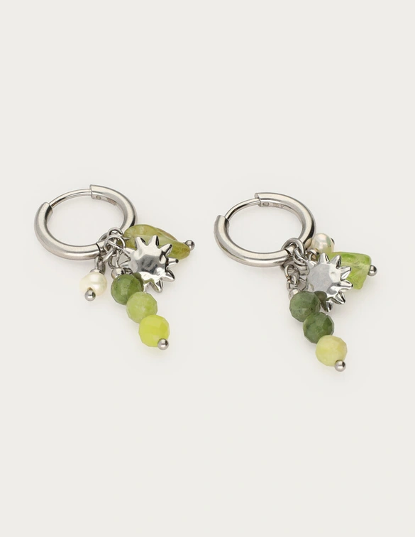 My Jewellery Earring small hoop green beads MJ12732
