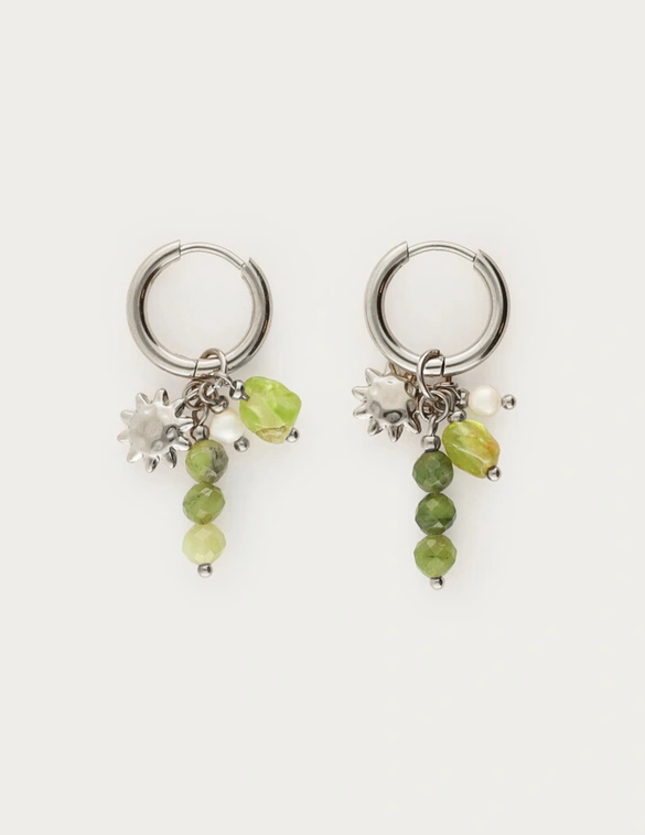 My Jewellery Earring small hoop green beads MJ12732
