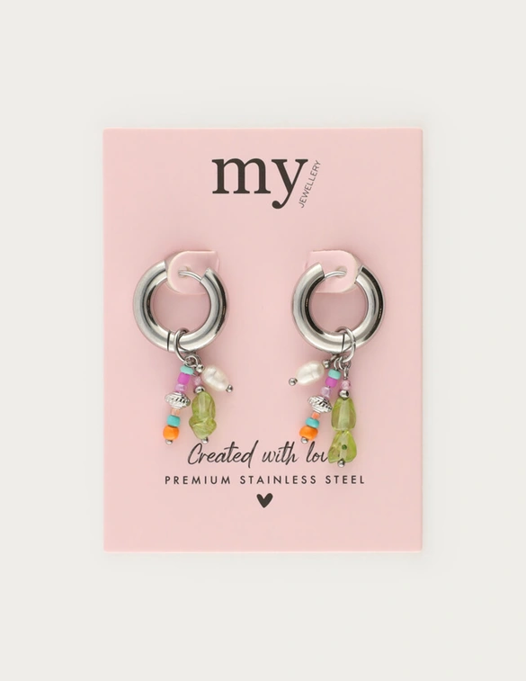 My Jewellery Earring small hoop green orange MJ12740