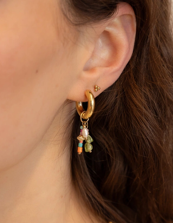 My Jewellery Earring small hoop green orange MJ12740