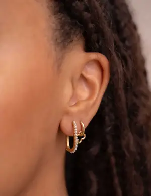 My Jewellery Earring square hoop pearls MJ10331