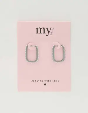 My Jewellery Earring square hoop pearls MJ10331