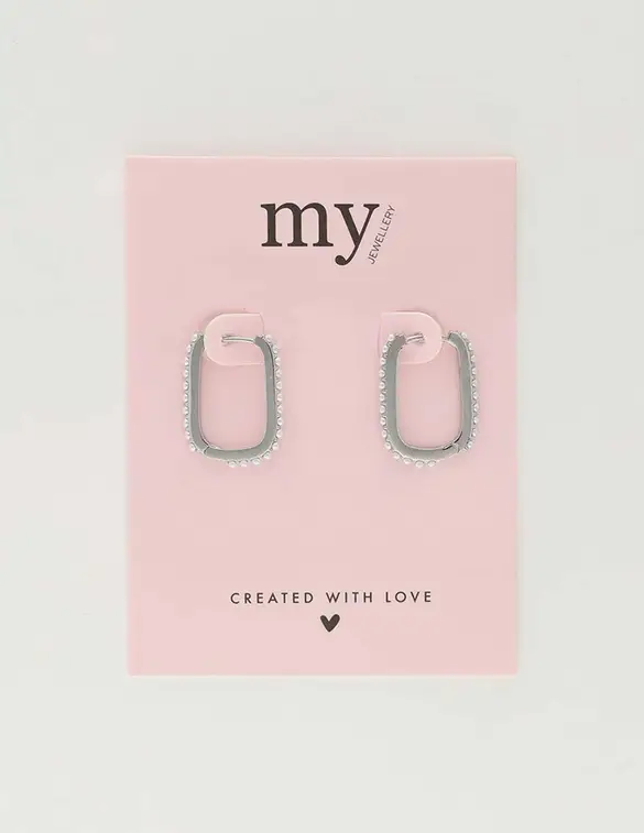 My Jewellery Earring square hoop pearls MJ10331