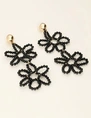 My Jewellery Earring statement 2 flowers black MJ09984
