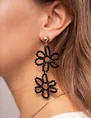 My Jewellery Earring statement 2 flowers black MJ09984