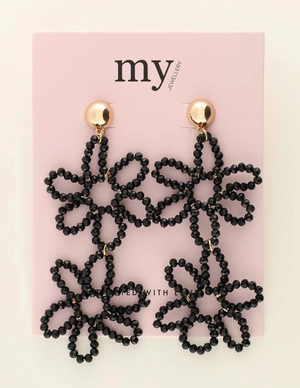 My Jewellery Earring statement 2 flowers black MJ09984