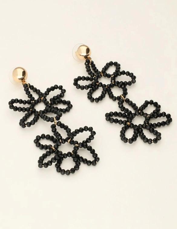 My Jewellery Earring statement 2 flowers black MJ09984