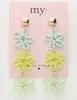 My Jewellery Earring statement 3 flowers green MJ10070