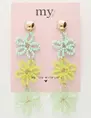 My Jewellery Earring statement 3 flowers green MJ10070