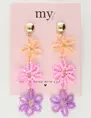 My Jewellery Earring statement 3 flowers lilac MJ10068