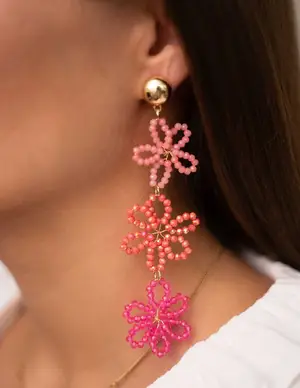 My Jewellery Earring statement 3 flowers pink MJ10066