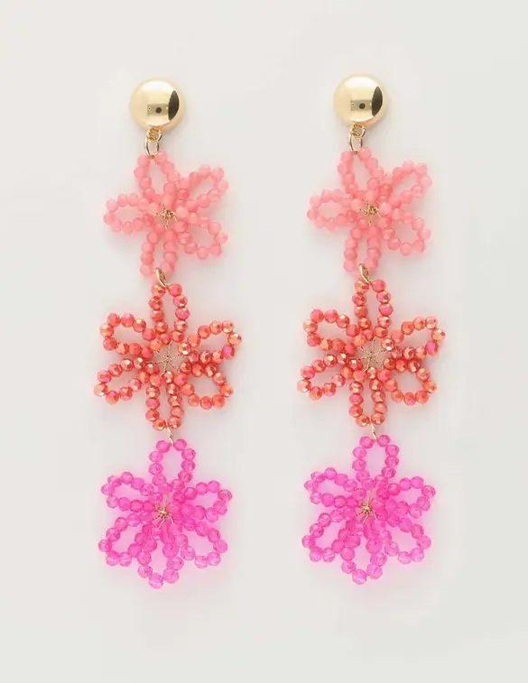 My Jewellery Earring statement 3 flowers pink MJ10066