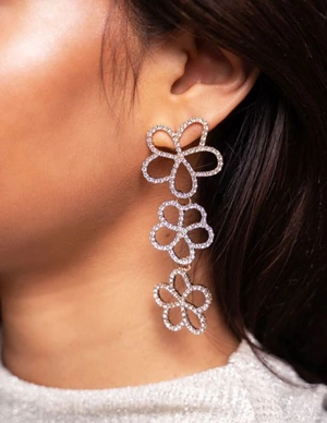 My Jewellery Earring statement 3 flowers strass MJ10022