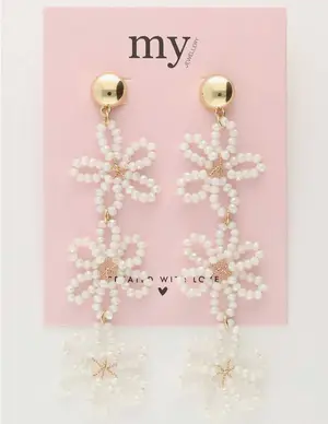 My Jewellery Earring statement 3 flowers white MJ10071