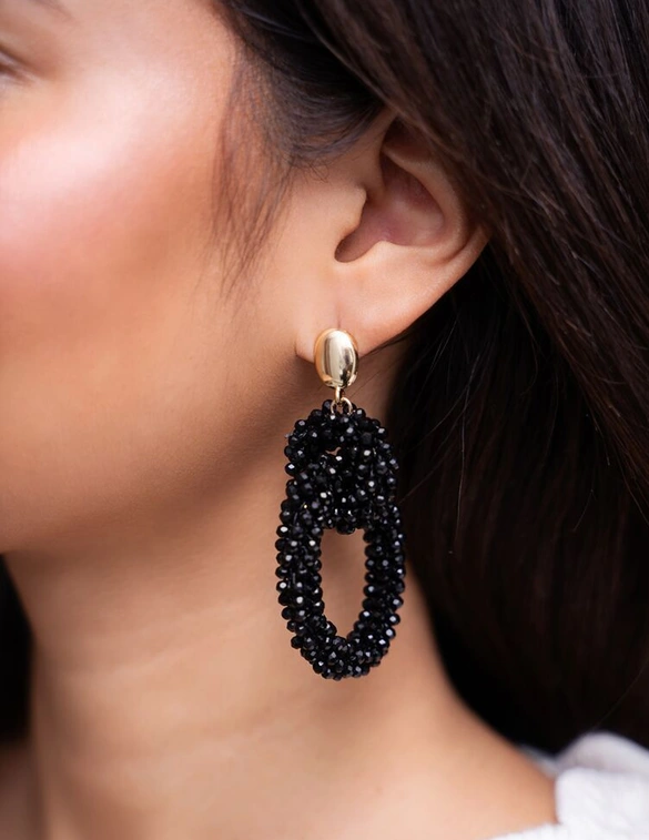 My Jewellery Earring statement double oval black MJ09983