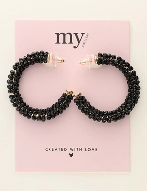 My Jewellery Earring statement hoops beads black MJ09978