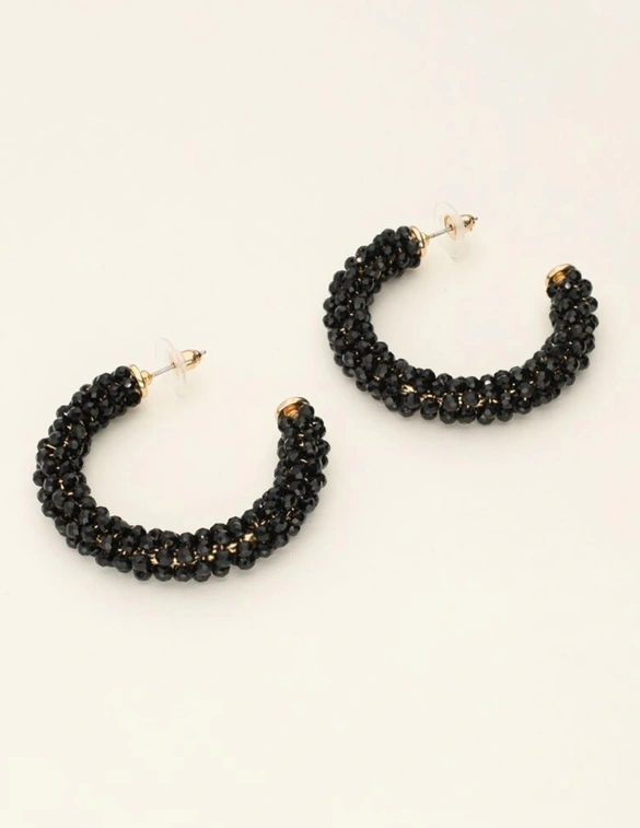 My Jewellery Earring statement hoops beads black MJ09978