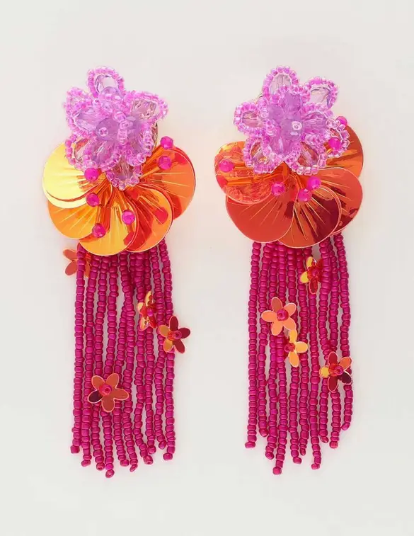 My Jewellery Earring statement pink flower strin MJ10504