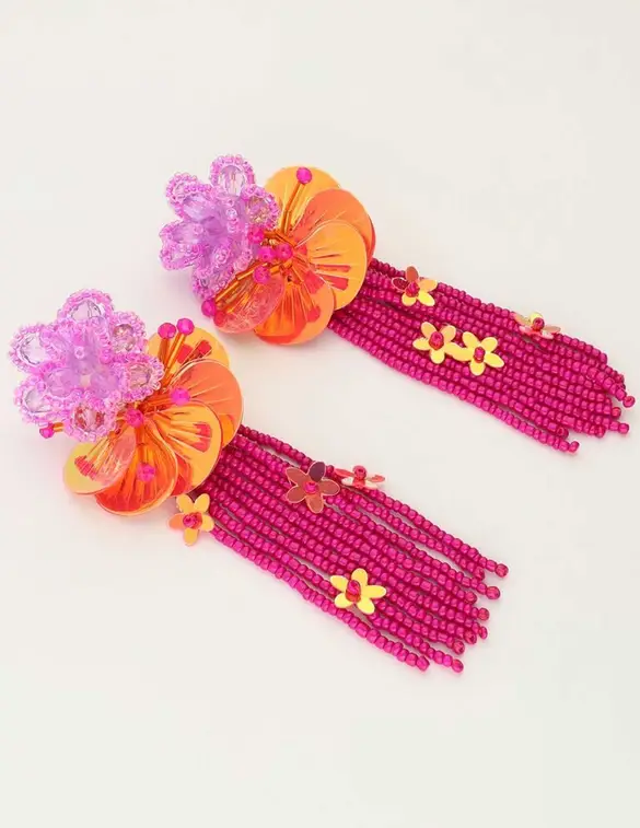 My Jewellery Earring statement pink flower strin MJ10504