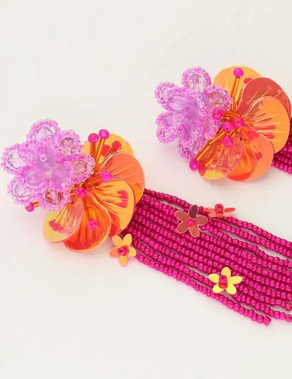 My Jewellery Earring statement pink flower strin MJ10504