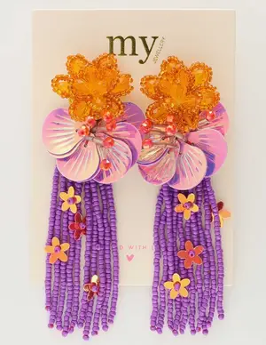 My Jewellery Earring statement purple flower str MJ10505