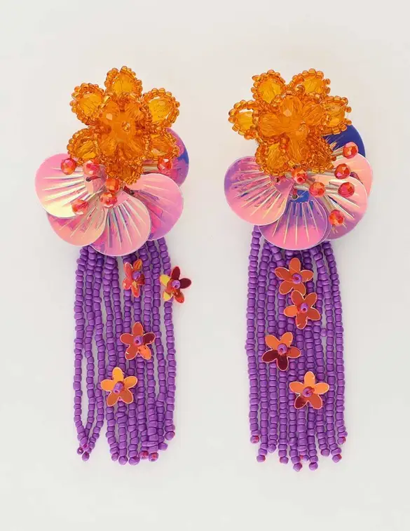 My Jewellery Earring statement purple flower str MJ10505