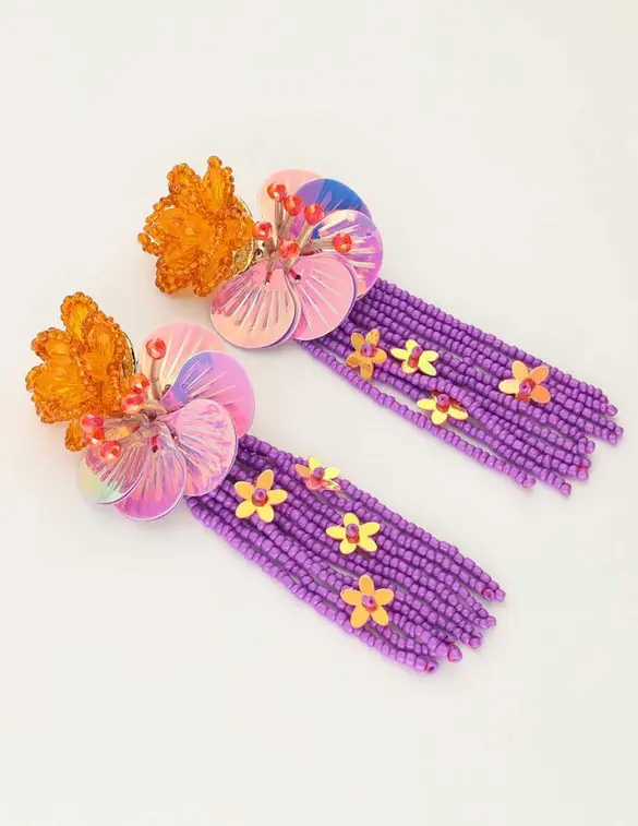 My Jewellery Earring statement purple flower str MJ10505