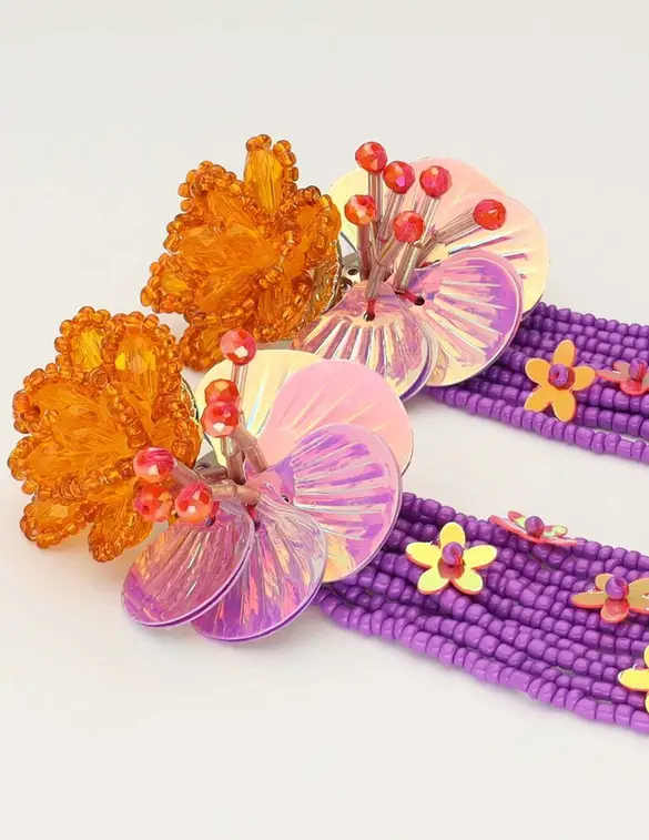 My Jewellery Earring statement purple flower str MJ10505