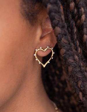 My Jewellery Earring studs open heart pearl MJ10962