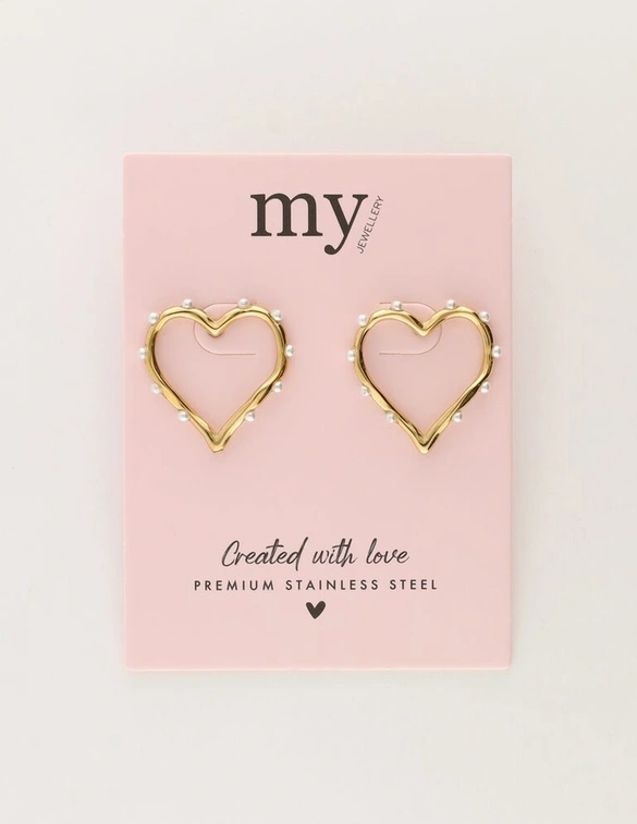 My Jewellery Earring studs open heart pearl MJ10962