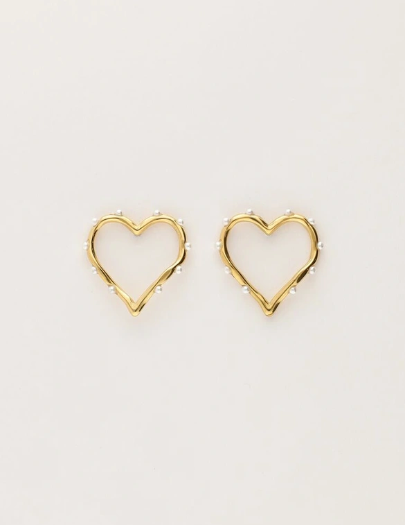 My Jewellery Earring studs open heart pearl MJ10962