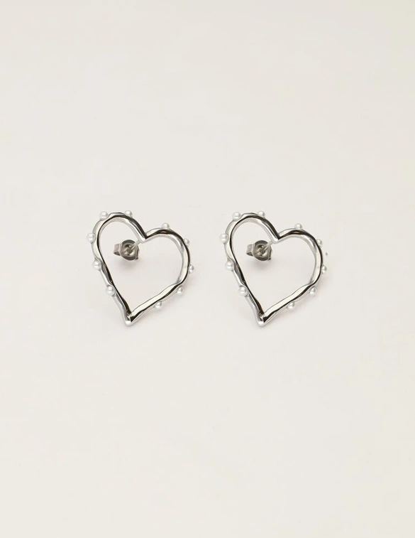 My Jewellery Earring studs open heart pearl MJ10962