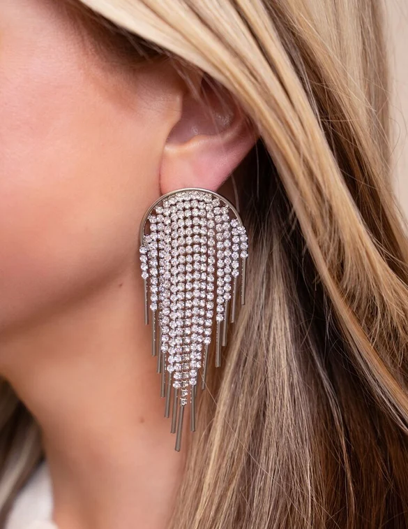 My Jewellery Earring white strass strings MJ09567