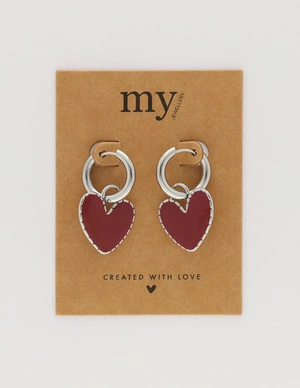 My Jewellery Earrings burgundy hearts MJ12615