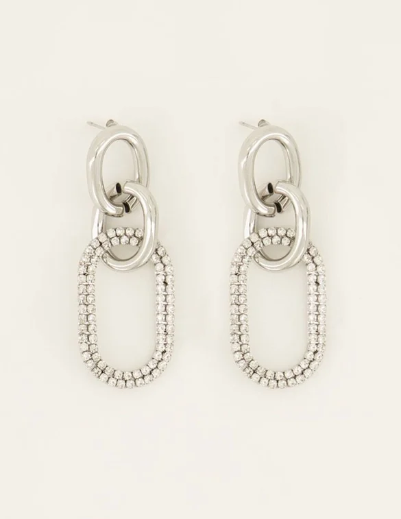My Jewellery Earrings chunky steel and stone MJ07439