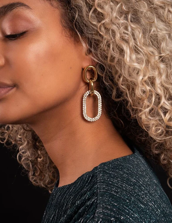 My Jewellery Earrings chunky steel and stone MJ07439