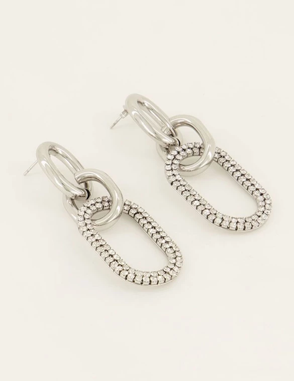 My Jewellery Earrings chunky steel and stone MJ07439