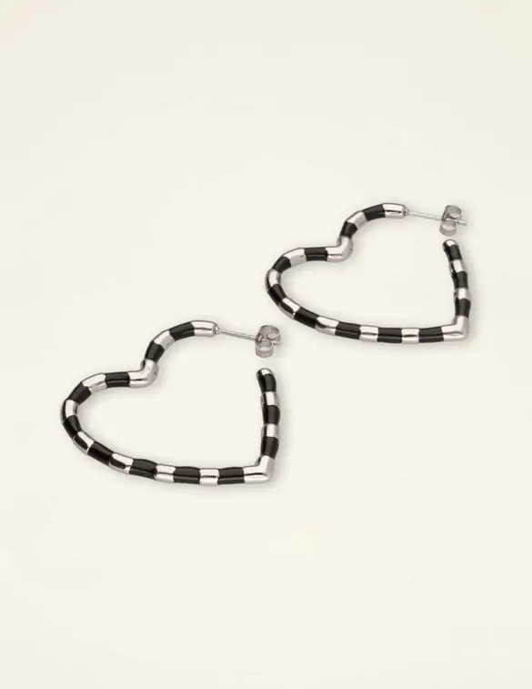My Jewellery Earrings heart black stripes MJ09161
