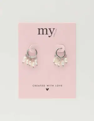 My Jewellery Earrings hoop 5 pearls MJ10270