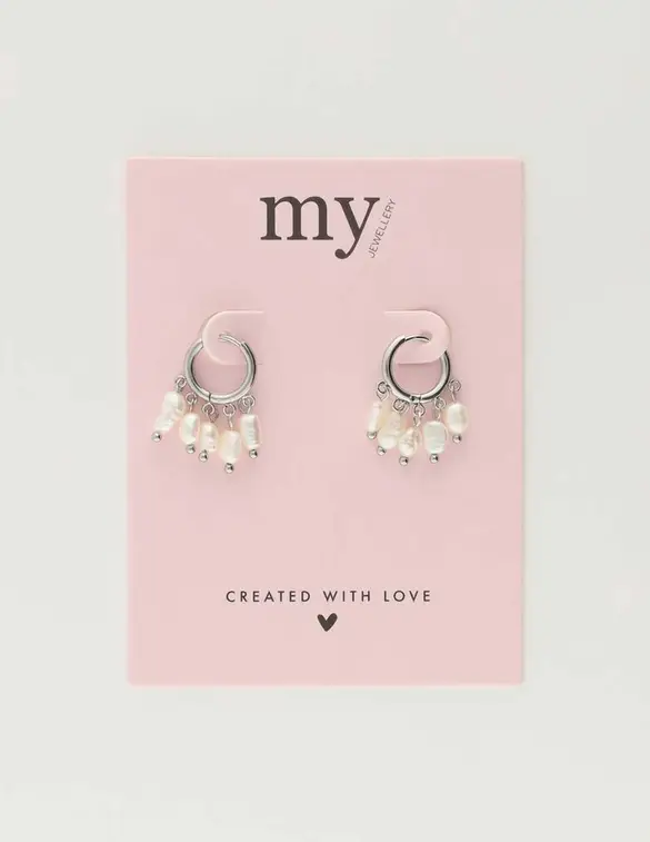 My Jewellery Earrings hoop 5 pearls MJ10270