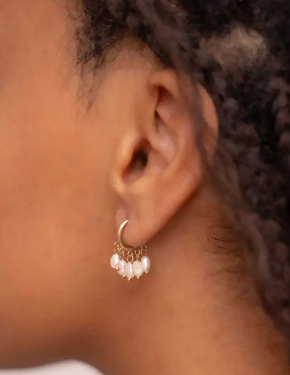 My Jewellery Earrings hoop 5 pearls MJ10270