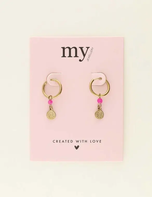 My Jewellery Earrings hoops fuchsia coin MJ09029
