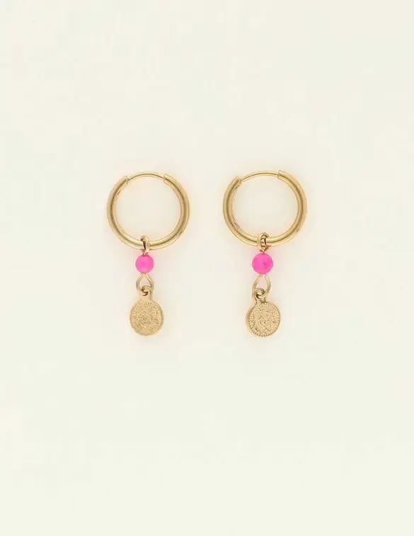 My Jewellery Earrings hoops fuchsia coin MJ09029