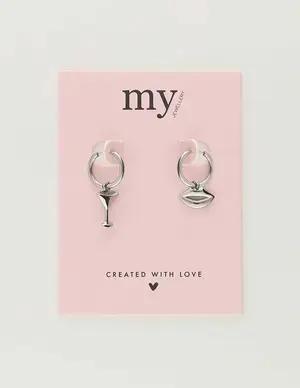 My Jewellery Earrings hoops glass & lips MJ10548