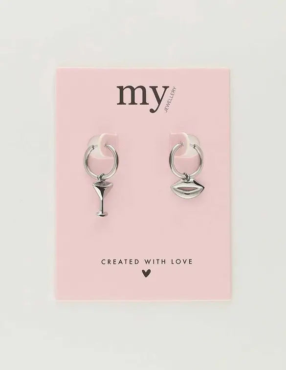 My Jewellery Earrings hoops glass & lips MJ10548