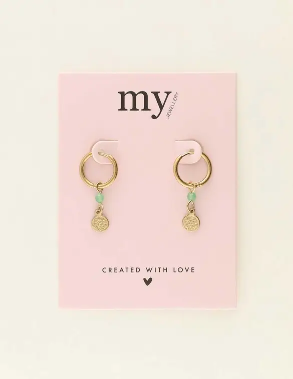 My Jewellery Earrings hoops green coin MJ09033